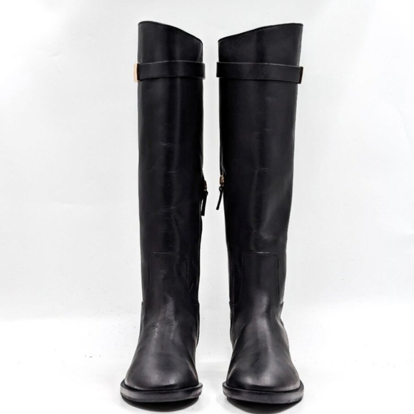 Tory Burch • T Hardware Equestrian Riding Boots Tall Black Leather - Picture 2 of 13